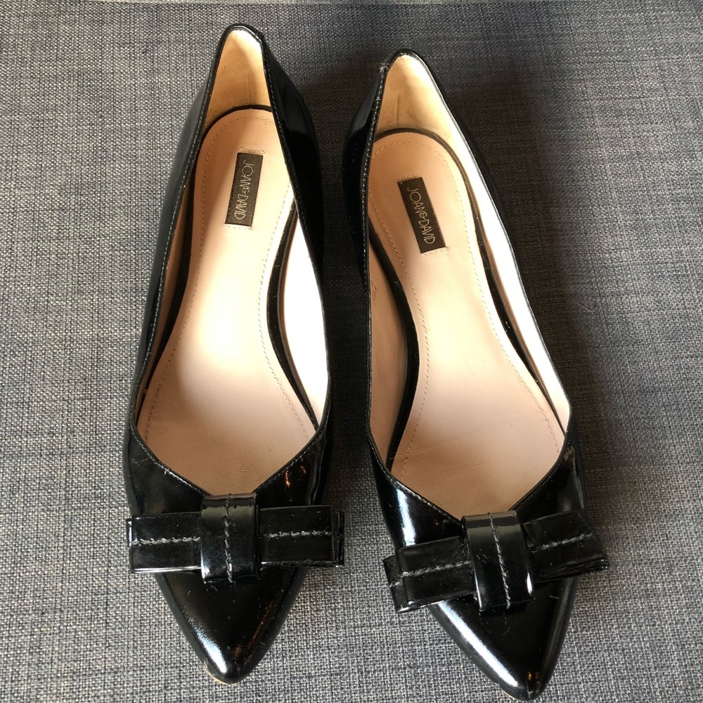 Joan & David Black Patent Bow Flats 7